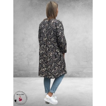 GOZZIP Shirt Tuniek Johanne Black Flowers