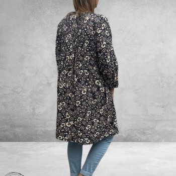 GOZZIP Shirt Tuniek Johanne Black Flowers