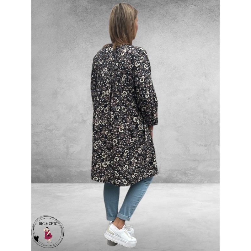 GOZZIP Shirt Tuniek Johanne Black Flowers