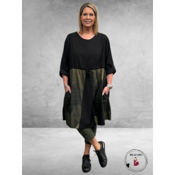 GOZZIP Tuniek Klarissa  Zwart/Olijf