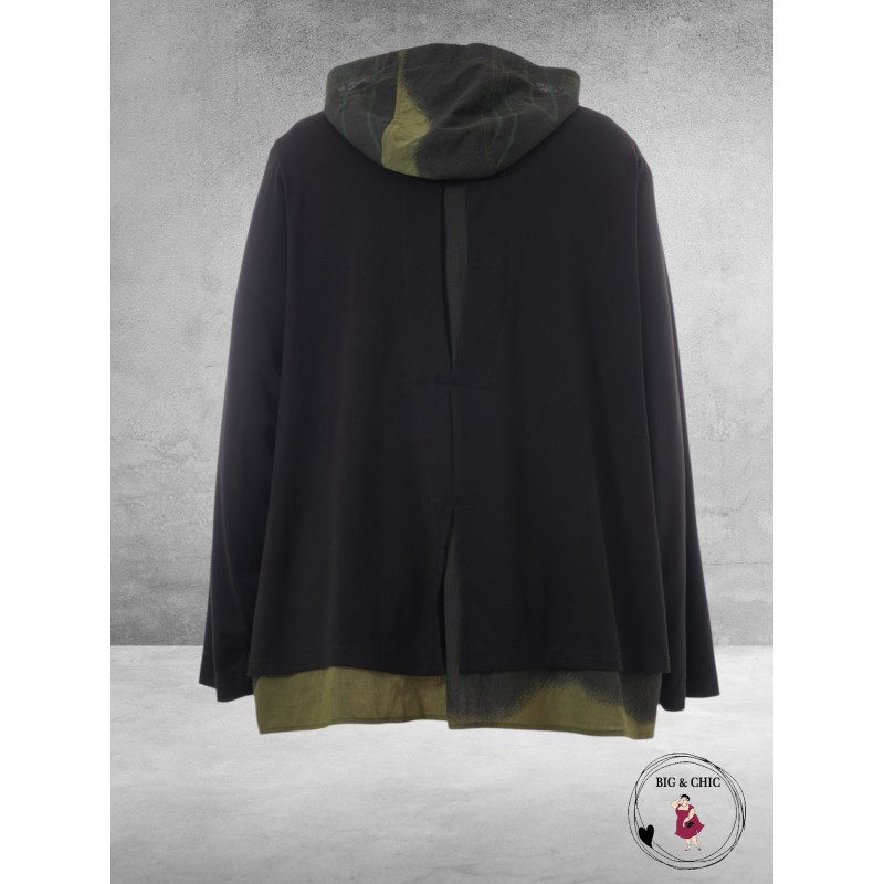 GOZZIP Shirt Klara Zwart/Olijf A-Lijn