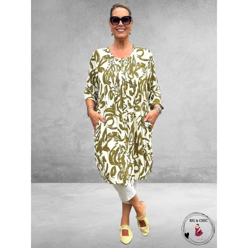 GOZZIP Tuniek/Blouse Johanne Offwhite/Olijf