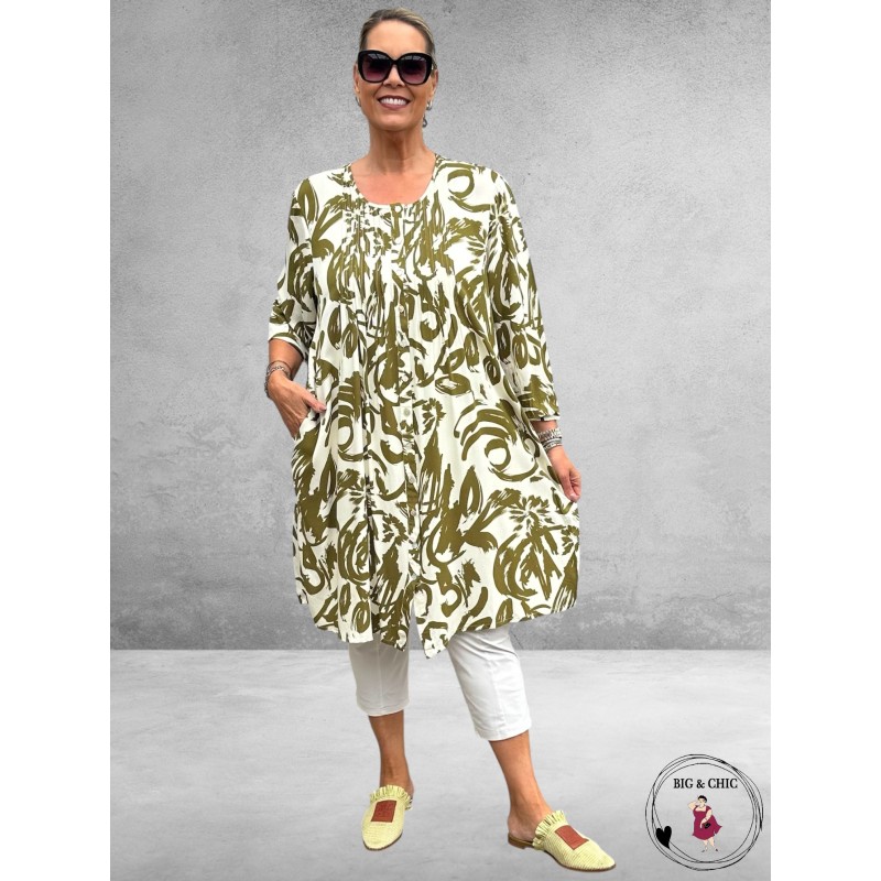 GOZZIP Tuniek/Blouse Johanne Offwhite/Olijf