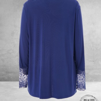 GOZZIP Shirt EMIRA Navy Lace