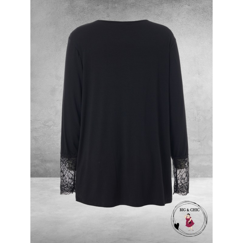 GOZZIP Shirt EMIRA Zwart Lace