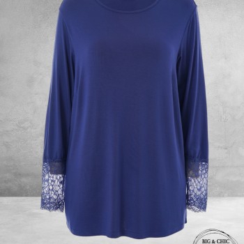 GOZZIP Shirt EMIRA Navy Lace