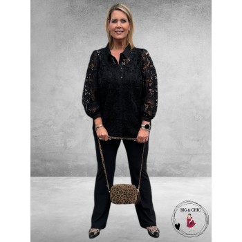 GOZZIP Blouse Hilma Zwart/Lace