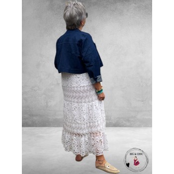 JUST FOR YOU Kort Jasje Jeanslook Donkerblauw