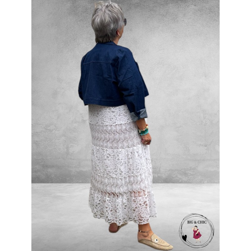 JUST FOR YOU Kort Jasje Jeanslook Donkerblauw