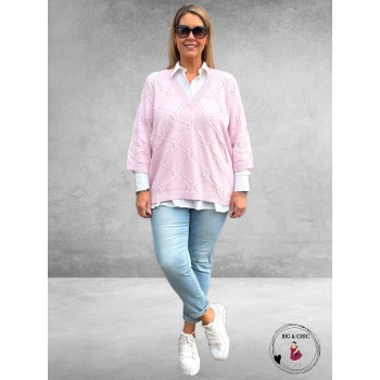 KAFFE CURVE Knit Pullover Carlie Lilac Snow