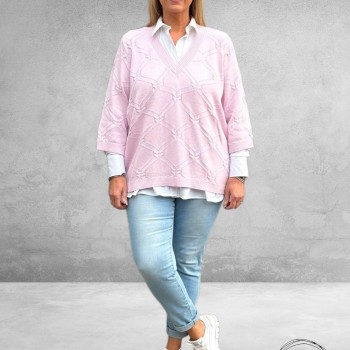 KAFFE CURVE Knit Pullover Carlie Lilac Snow