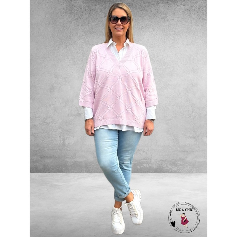 KAFFE CURVE Knit Pullover Carlie Lilac Snow