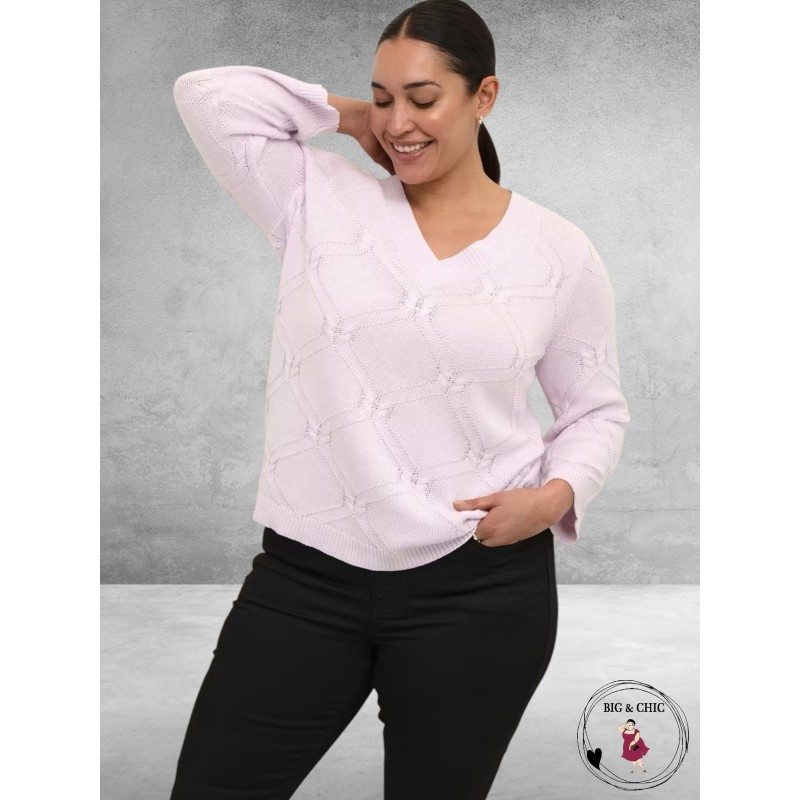 KAFFE CURVE Knit Pullover Carlie Lilac Snow