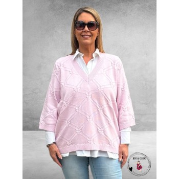 KAFFE CURVE Knit Pullover Carlie Lilac Snow