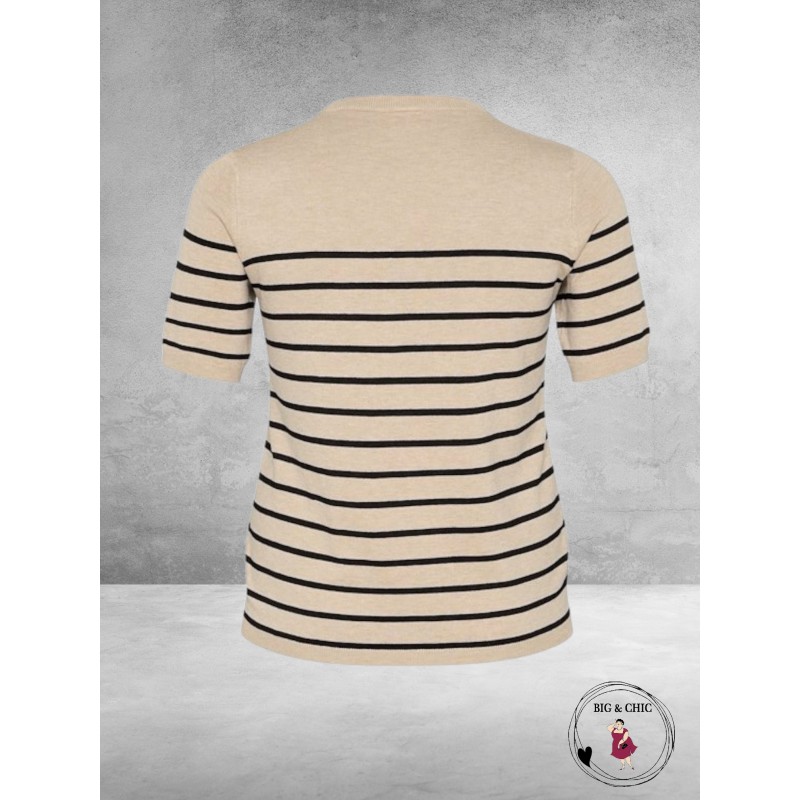 KAFFE CURVE Trui Lizzy Feather Gray/Black