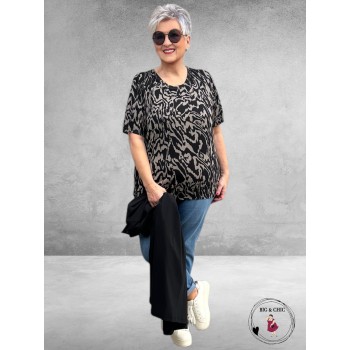 KAFFE CURVE Trui Lizzy Black/Elephant Grey