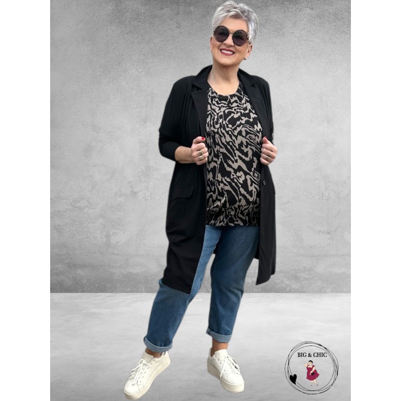 KAFFE CURVE Trui Lizzy Black/Elephant Grey