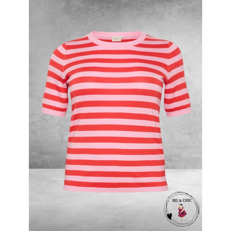 KAFFE CURVE Truitje MALIA  Pink Mist Gestreept