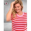 KAFFE CURVE Truitje MALIA  Pink Mist Gestreept