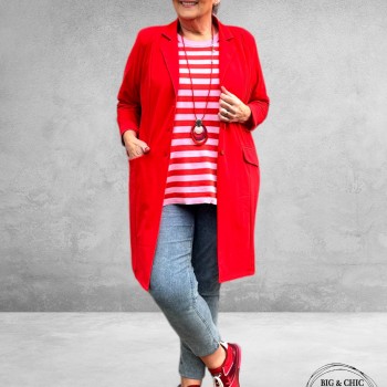 KAFFE CURVE Truitje MALIA  Pink Mist Gestreept