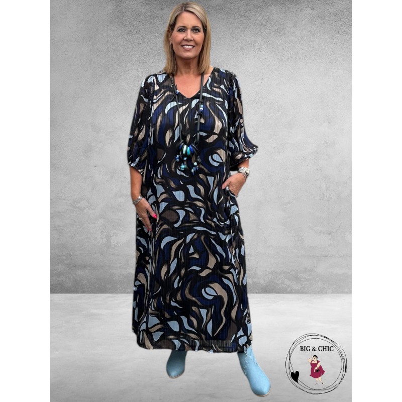 KAFFE CURVE Maxi Jurk MARGA  Blauw-Grijs