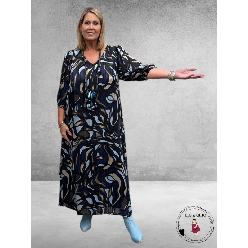 KAFFE CURVE Maxi Jurk MARGA  Blauw-Grijs