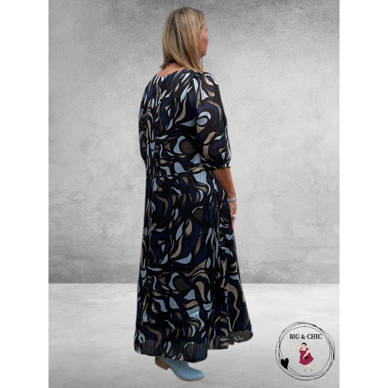 KAFFE CURVE Maxi Jurk MARGA  Blauw-Grijs
