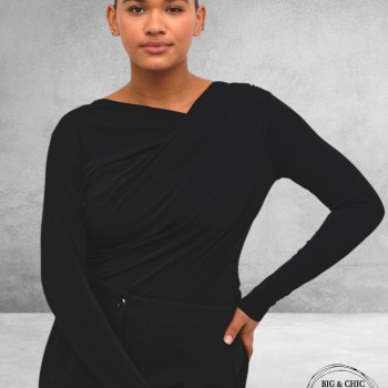 KAFFE CURVE Aidi Wrap Shirt Black Deep