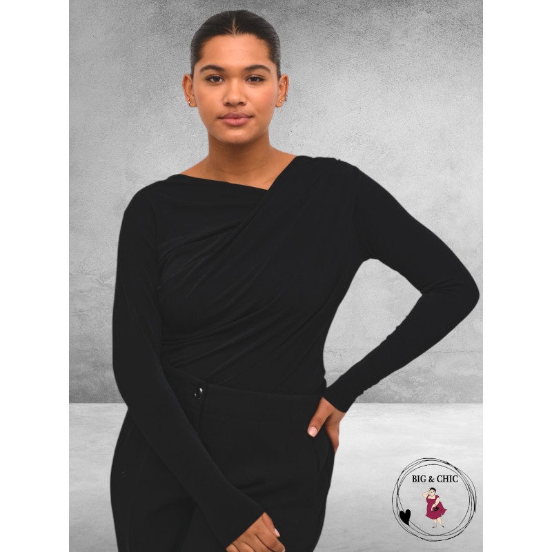 KAFFE CURVE Aidi Wrap Shirt Black Deep