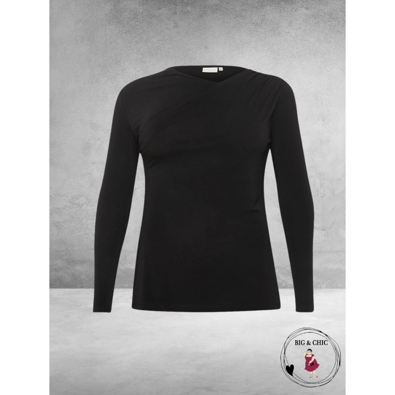 KAFFE CURVE Aidi Wrap Shirt Black Deep