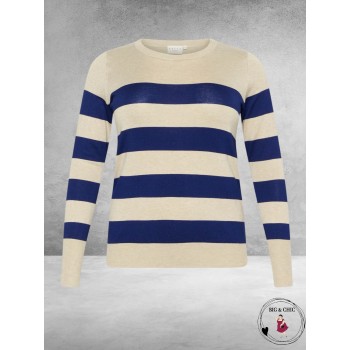 KAFFE CURVE Trui Lizzy Blue Feather Grey