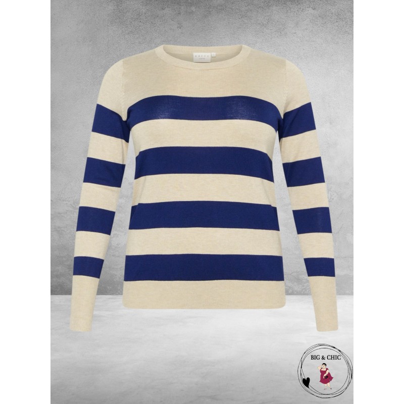 KAFFE CURVE Trui Lizzy Blue Feather Grey