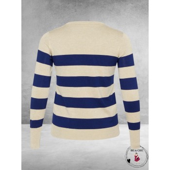 KAFFE CURVE Trui Lizzy Blue Feather Grey