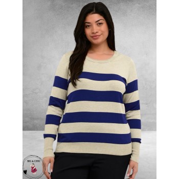 KAFFE CURVE Trui Lizzy Blue Feather Grey