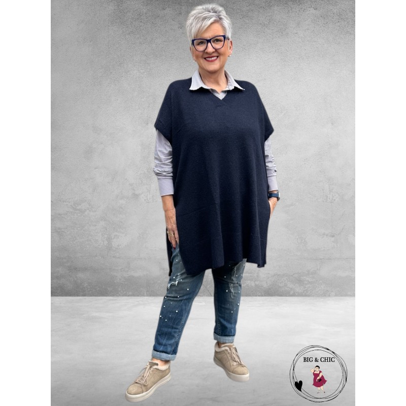 KAFFE CURVE Poncho Cannett Midnight Blue