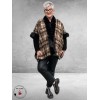 Y & D Poncho met Fake Fur Zwart-Bruin Multi