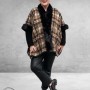 Y & D Poncho met Fake Fur Zwart-Bruin Multi