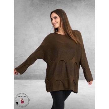 KEKOO Trui Gebreid Katoen Bruin