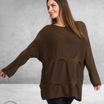 KEKOO Trui Gebreid Katoen Bruin