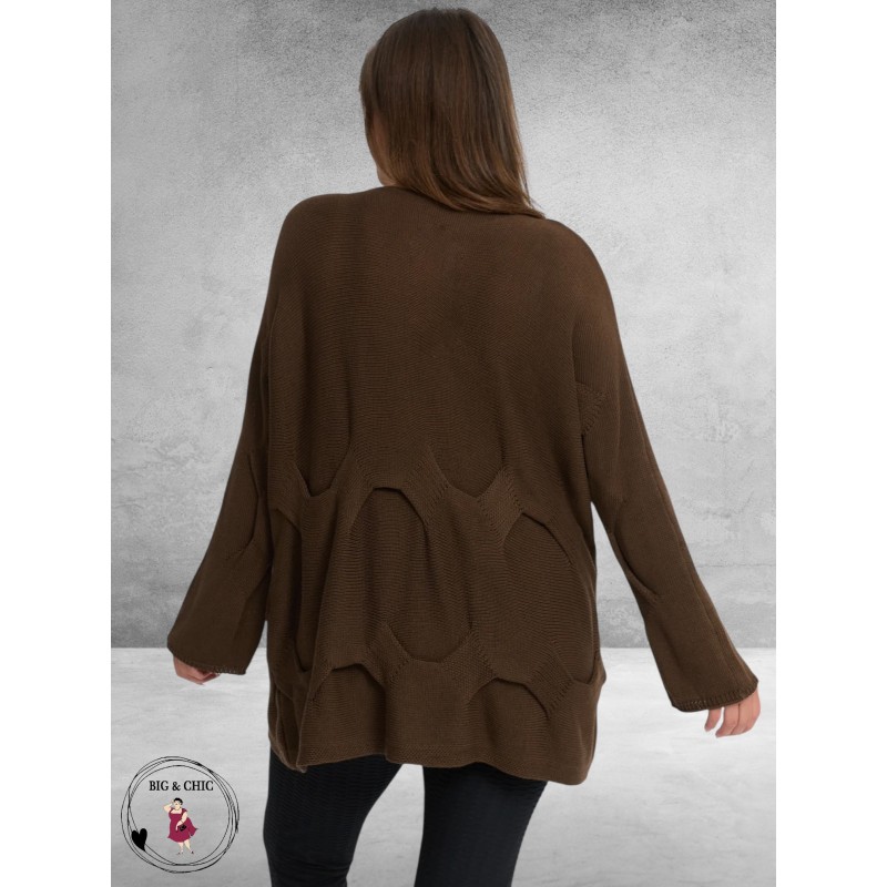 KEKOO Trui Gebreid Katoen Bruin