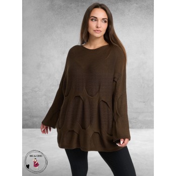 KEKOO Trui Gebreid Katoen Bruin