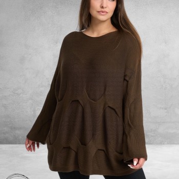 KEKOO Trui Gebreid Katoen Bruin