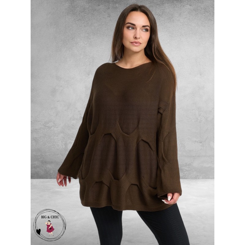 KEKOO Trui Gebreid Katoen Bruin