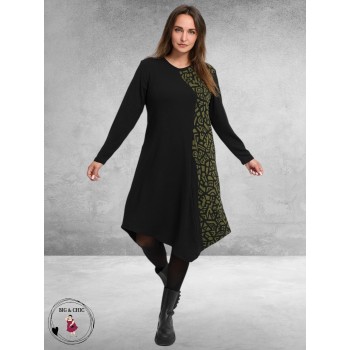 KEKOO Jurk Seriva Zwart/Olijf