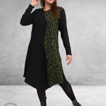 KEKOO Jurk Seriva Zwart/Olijf