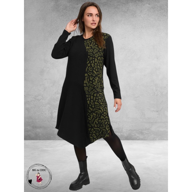 KEKOO Jurk Seriva Zwart/Olijf