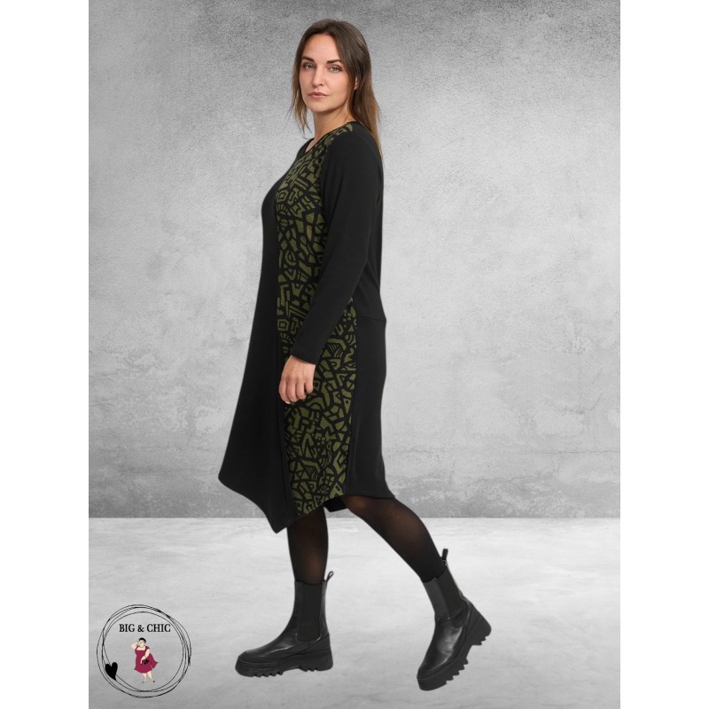 KEKOO Jurk Seriva Zwart/Olijf