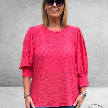 KAFFE Curve Kanten Blouse Tia Raspberry