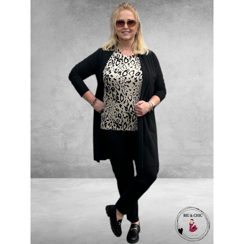 KAFFE CURVE Trui Lizzy Feather Black Leopard