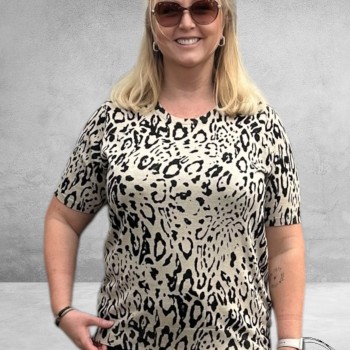 KAFFE CURVE Trui Lizzy Feather Black Leopard